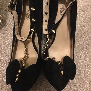 Black heels with bows & gold spikes